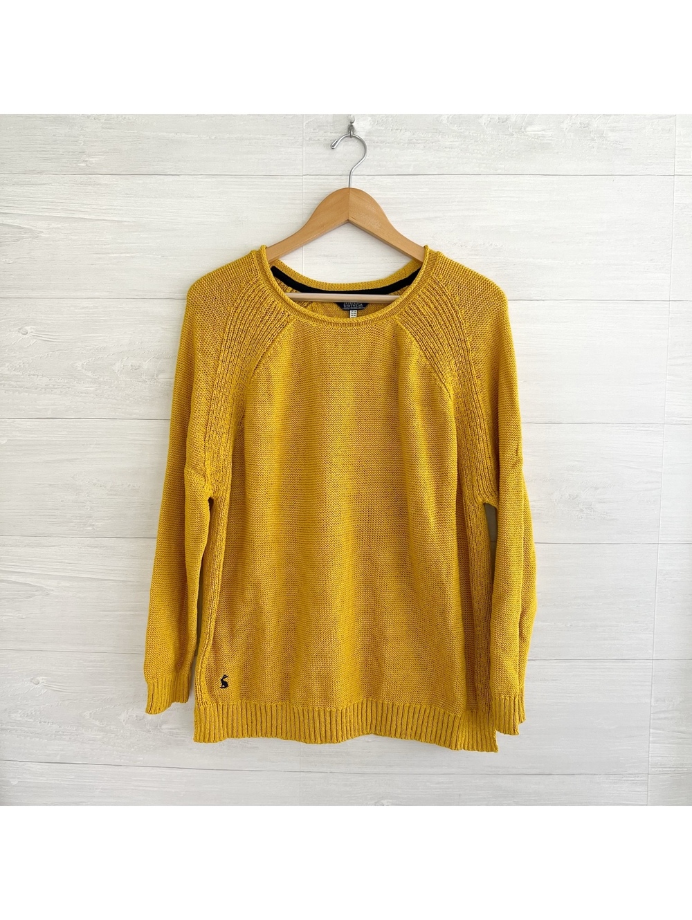 Joules Camara Womens 14 Mustard Gold Cotton Knit Raglan Sweater Pullover